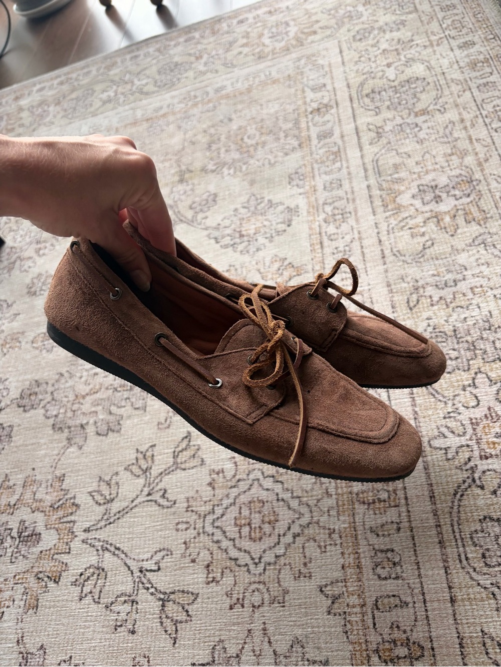 Vagabond Brown Suede Slip-On Loafers with Leather Tie
